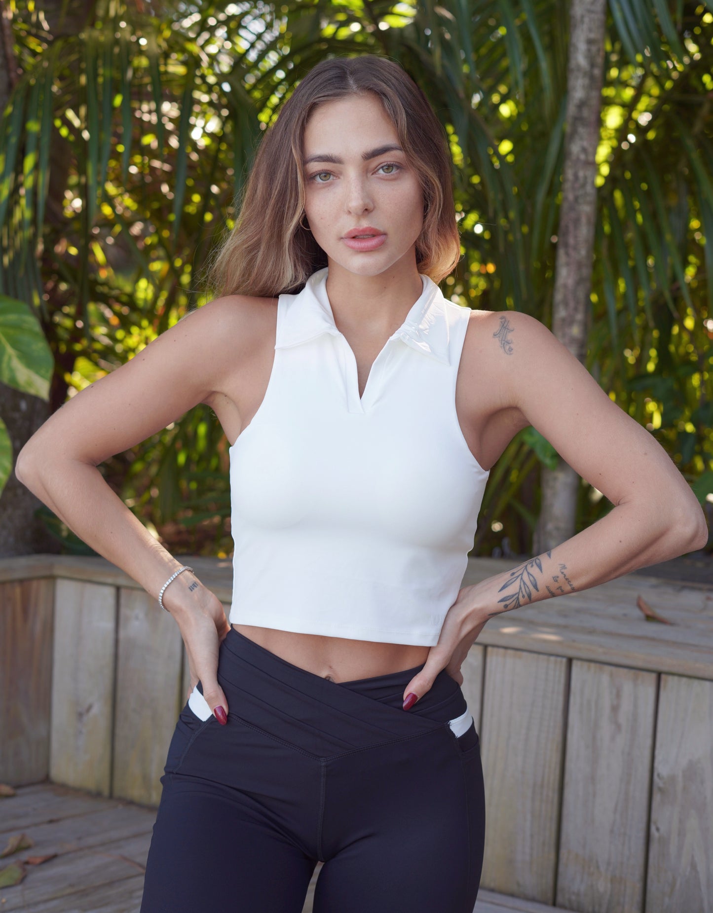 Sleeveless polo tank top