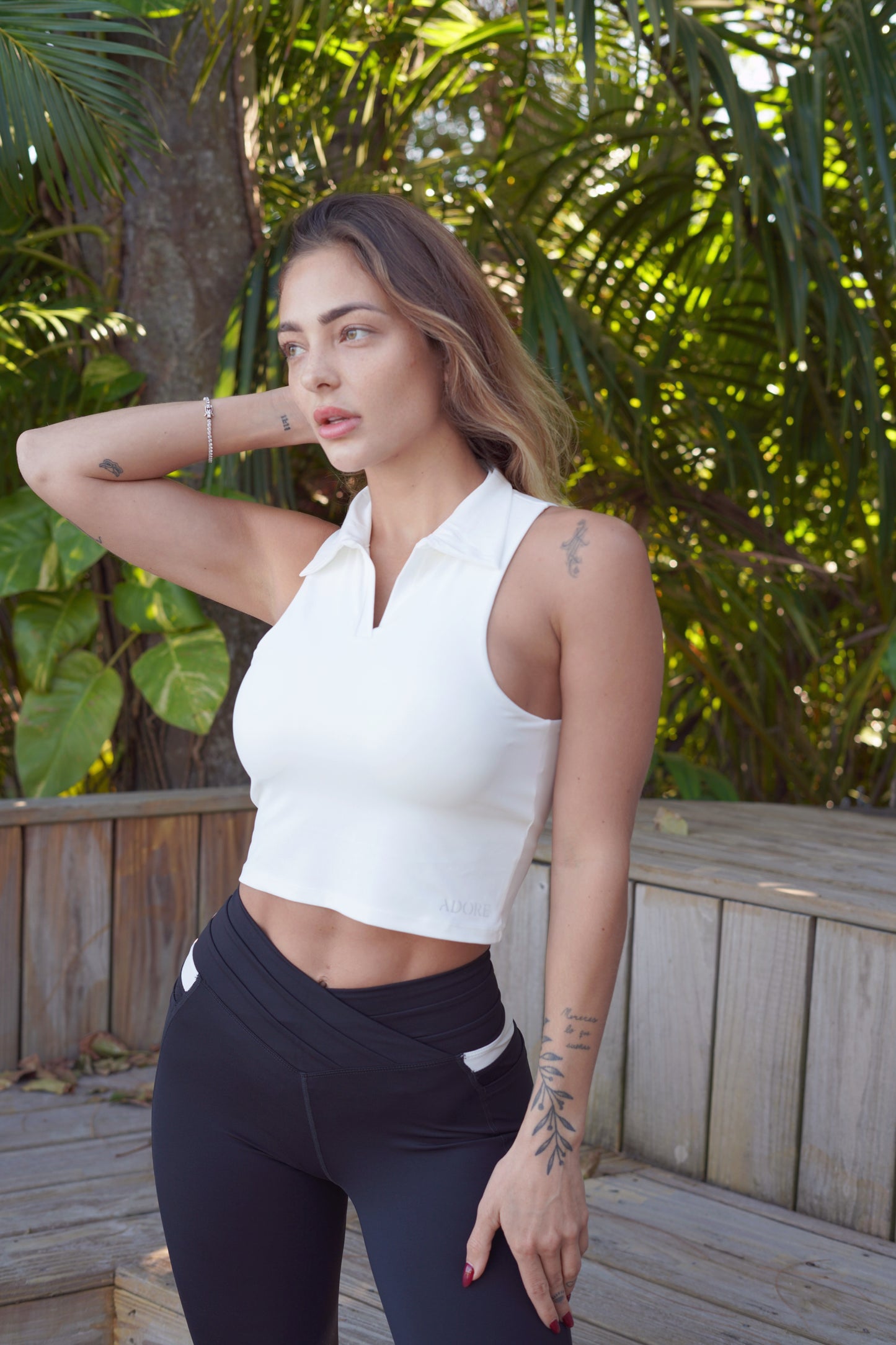 Sleeveless polo tank top